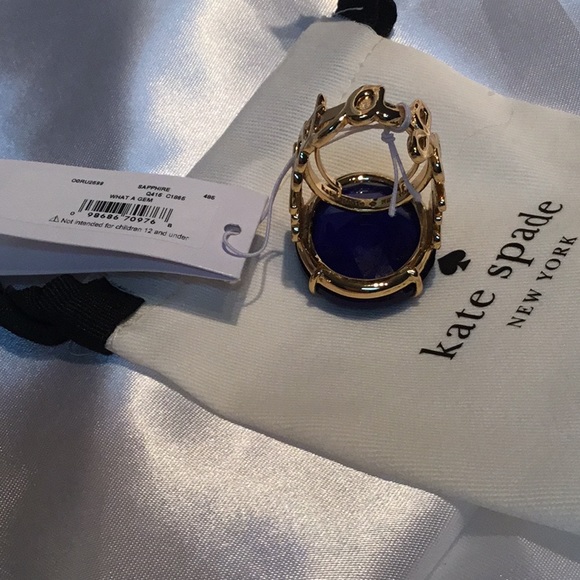 KATE SPADE ♠️ “WHAT A GEM” 💎 BIG BLUE RING - Picture 2 of 3